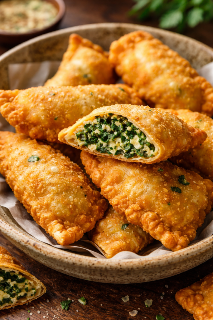Barbajuan traditional Monaco fried pastry filled with spinach and ricotta cheese