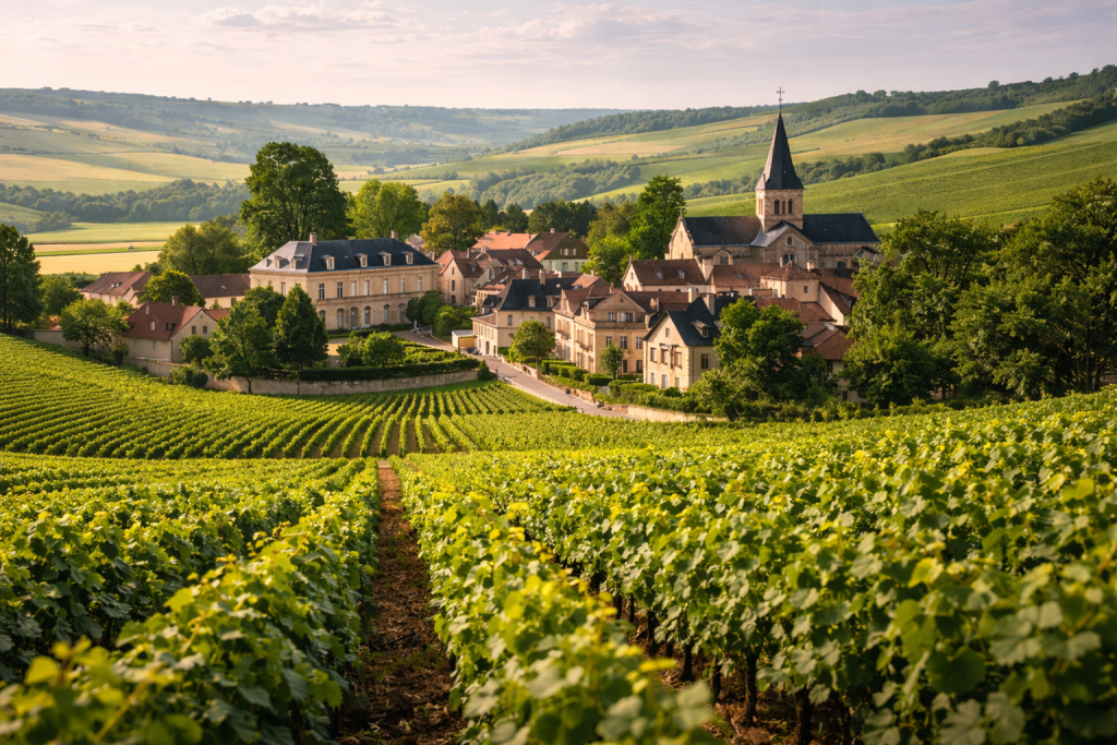 Champagne vineyards near Reims in France
