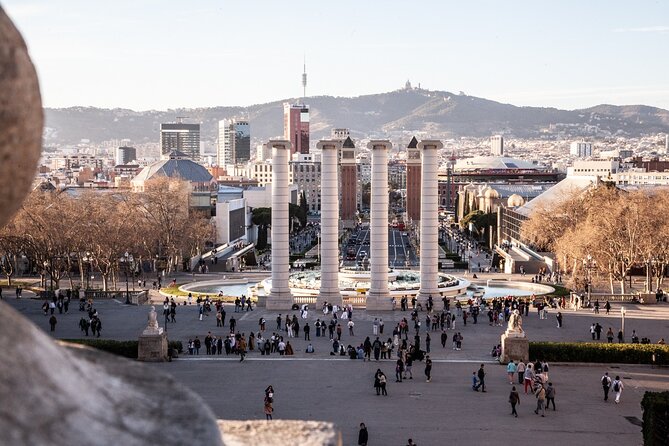 Plaça d’Espanya and Venetian Towers view from Montjuïc in Barcelona