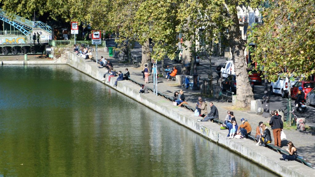 Canal Saint Martin area with relaxed local atmosphere in Paris