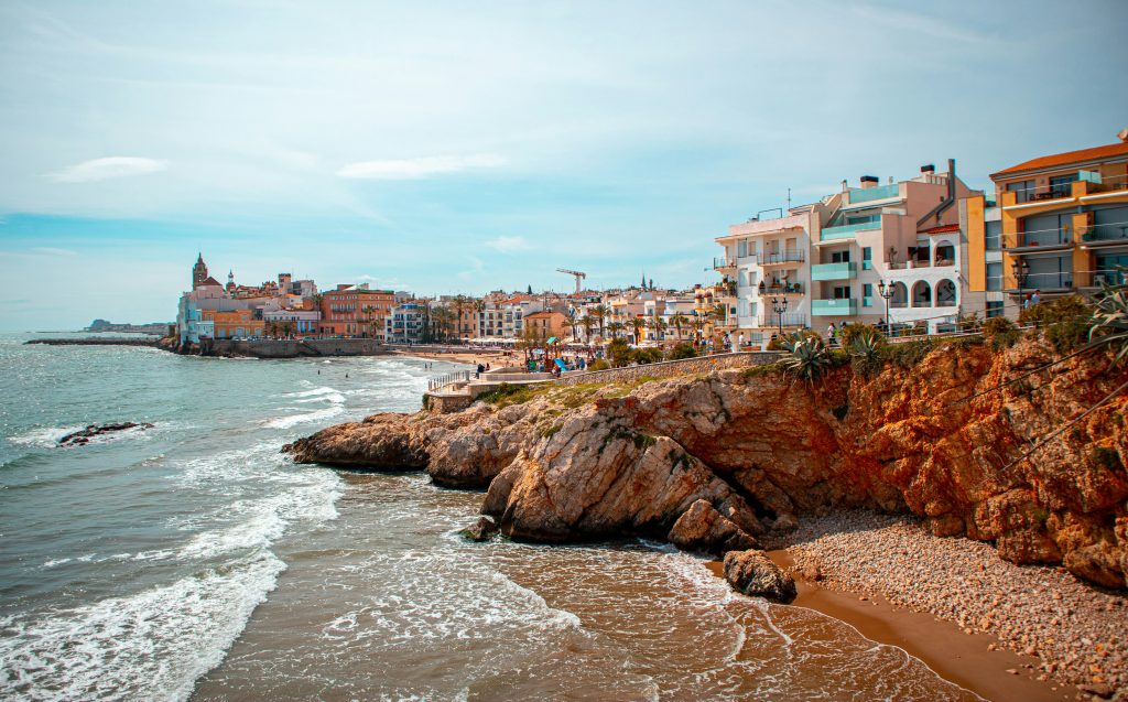 Sitges coastal town with colorful waterfront near Barcelona