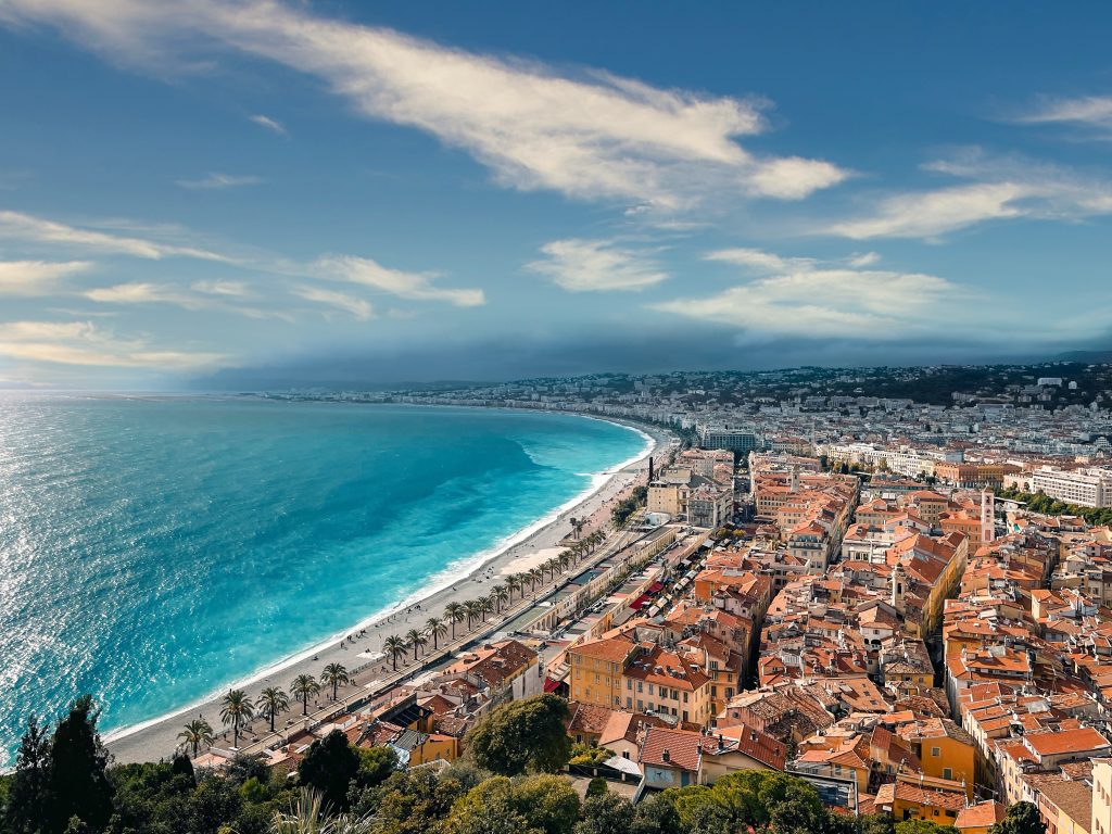 Nice French Riviera coastline with turquoise Mediterranean water