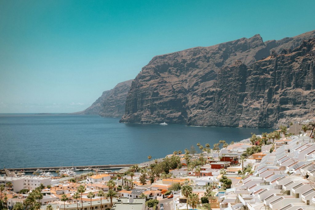 Los Gigantes cliffs in Tenerife rising sharply from the Atlantic Ocean with dramatic volcanic rock formations