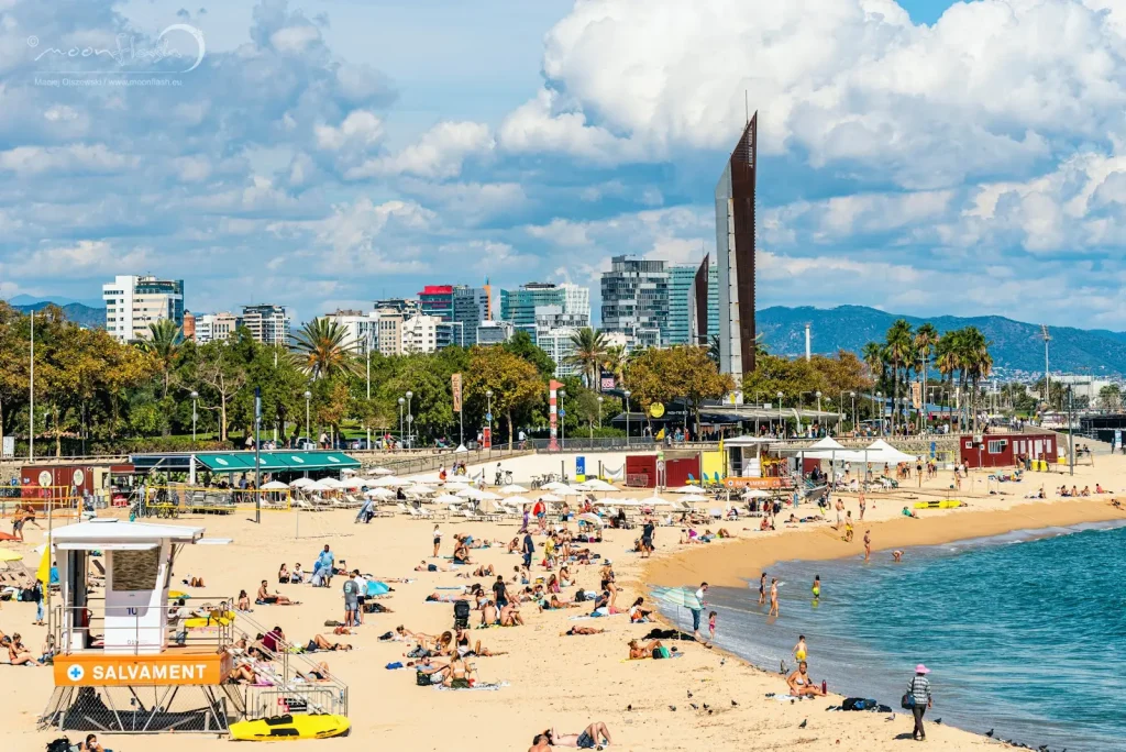 Nova Icaria Beach on a sunny day in Barcelona