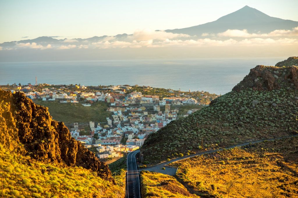 La Gomera and El Hierro islands with rugged landscapes, cliffs, forests, and traditional villages
