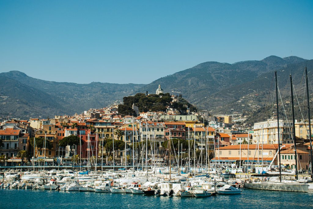 Sanremo city promenade and coastal views in Italy