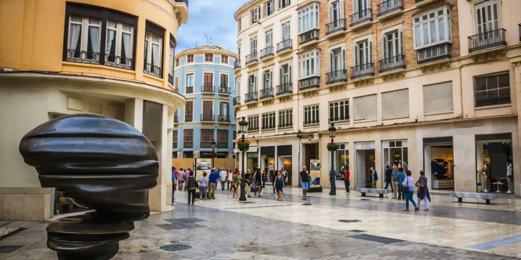 Málaga Old Town with historic streets, cafés, and traditional Andalusian architecture