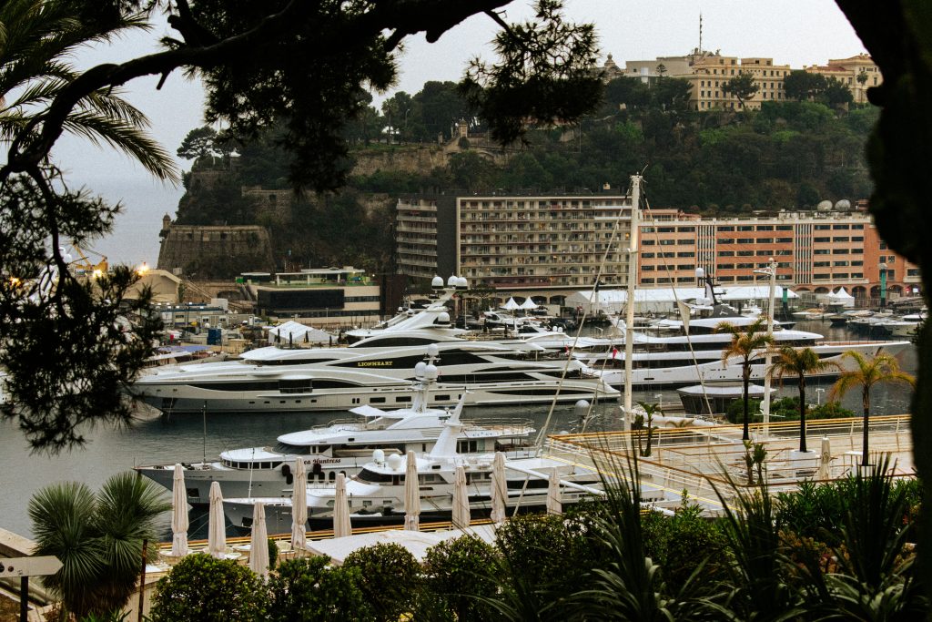 Port Hercules harbor with luxury yachts in Monaco
