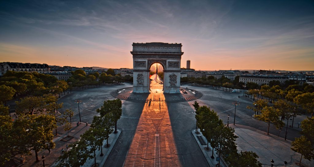 Arc de Triomphe monument in Paris with city view
