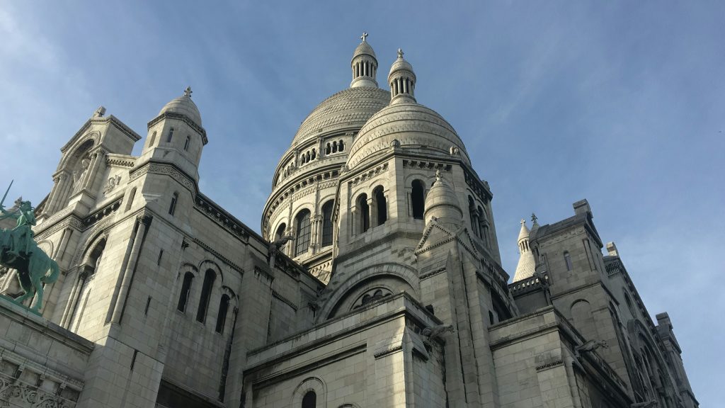 Sacre Coeur basilica on Montmartre hill in Paris