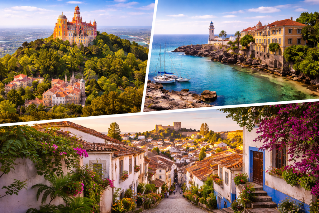 Sintra, Cascais, and Óbidos — palace town, Atlantic coast, and medieval village in Portugal.