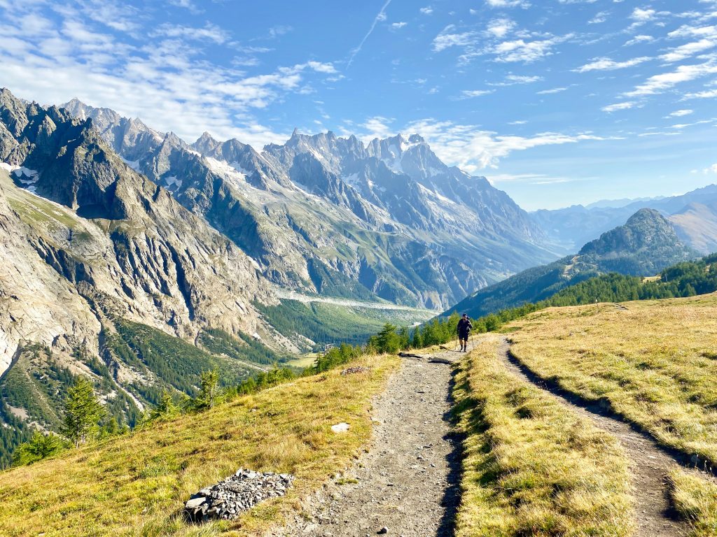 Tour du Mont Blanc hiking route through alpine landscape