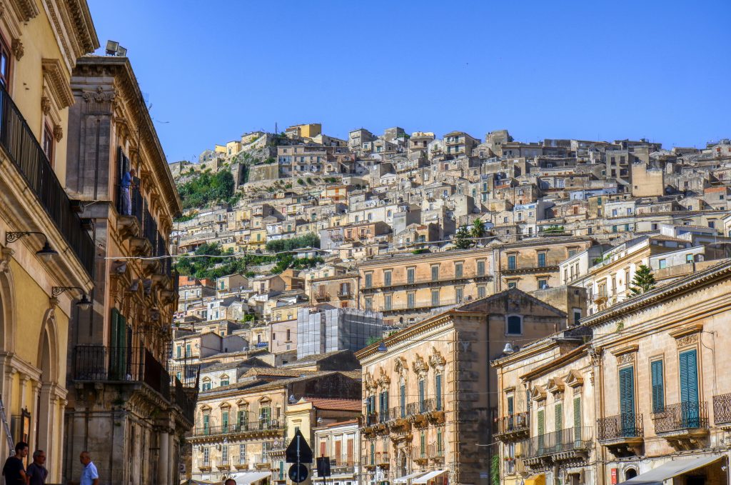 Baroque towns of Noto, Modica, and Ragusa in Sicily featuring golden stone architecture, historic streets, churches, and panoramic views of southeastern Sicily