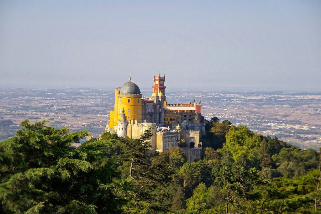 Sintra Portugal with Pena Palace on the hill