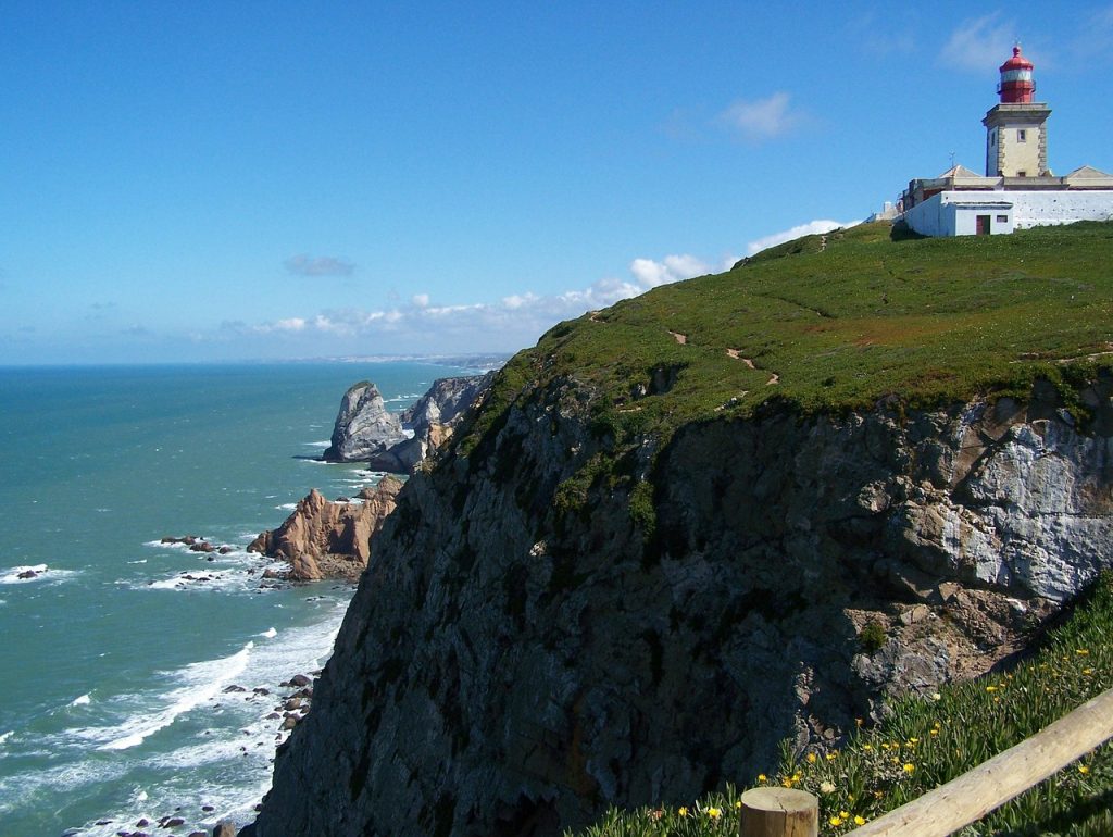 Cabo da Roca cliffs overlooking the Atlantic Ocean, the westernmost point of mainland Europe with dramatic coastal views