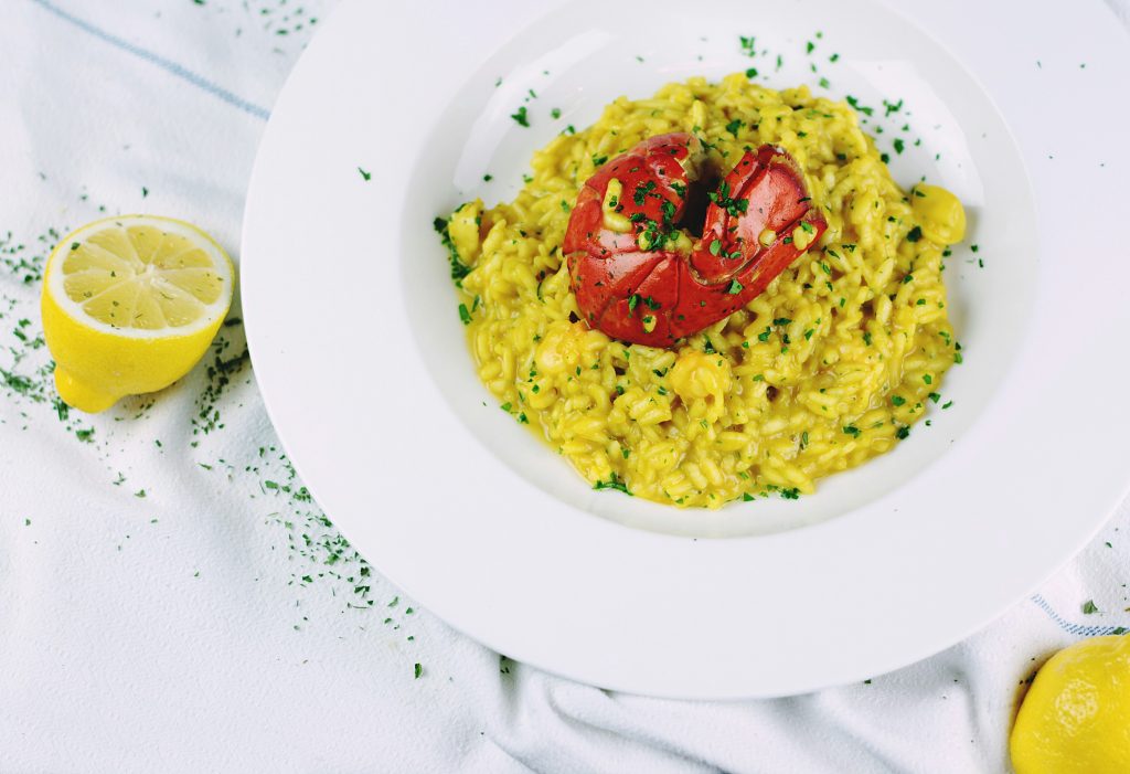 Classic risotto alla Milanese made with saffron, butter, and parmesan cheese