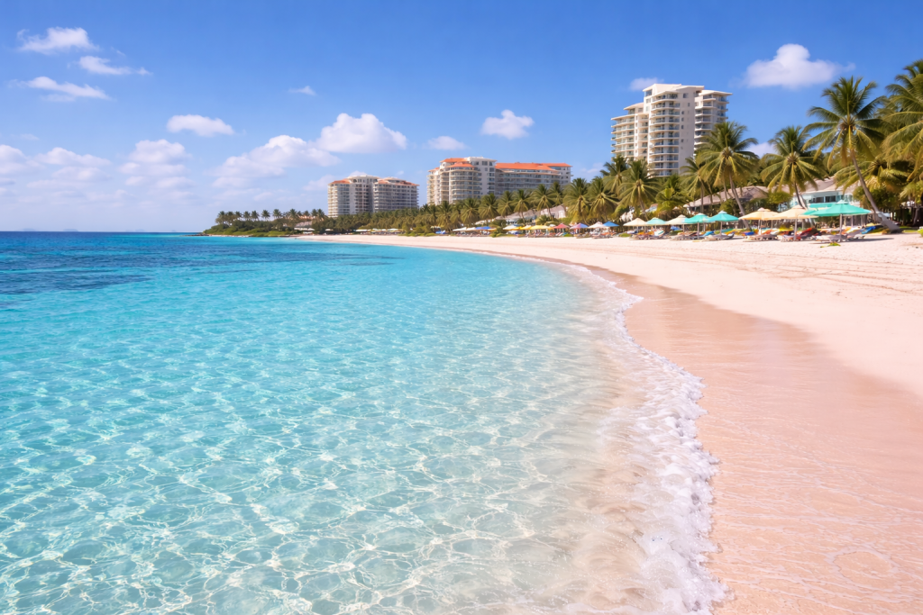 Bahamas Travel Guide Cable Beach near Nassau with clear turquoise water and white sand