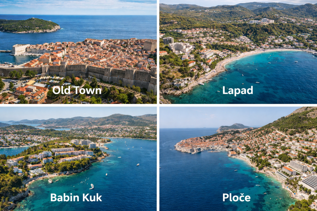 Where to stay in Dubrovnik Old Town Lapad Babin Kuk Ploce areas Croatia travel guide accommodation locations
