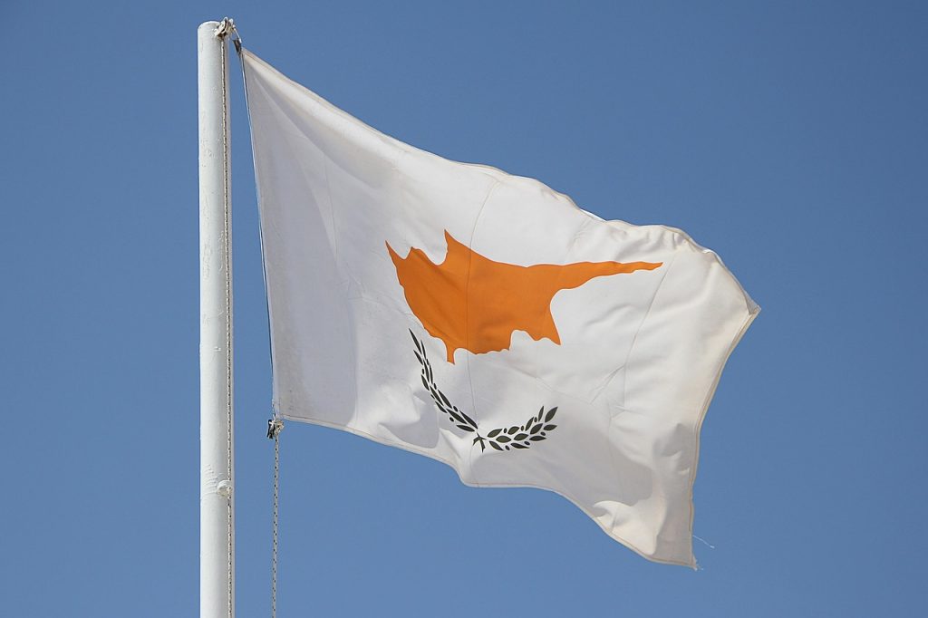 Cyprus national flag on white background