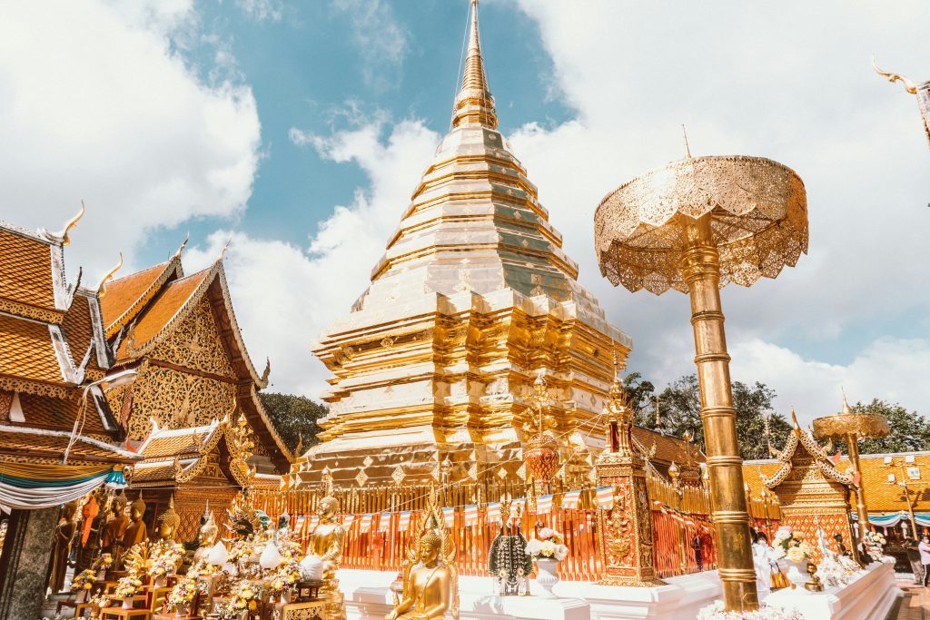 Wat Phra That Doi Suthep temple Chiang Mai Thailand mountain temple with golden pagoda
