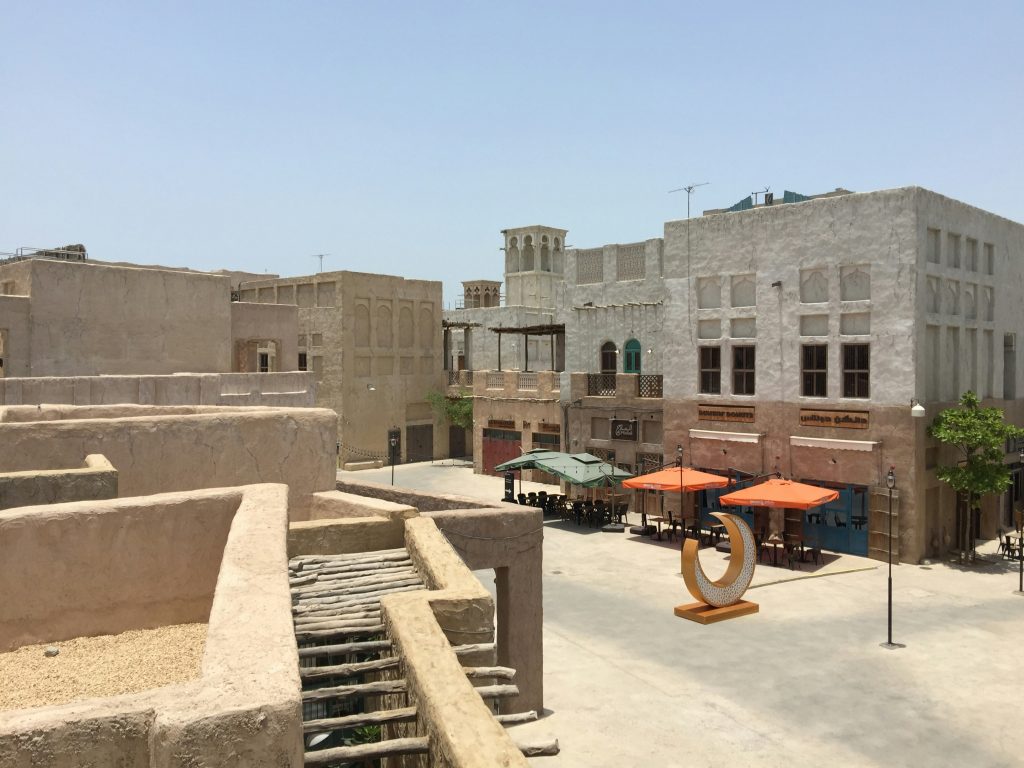 Al Seef waterfront area in Dubai with traditional buildings and modern design