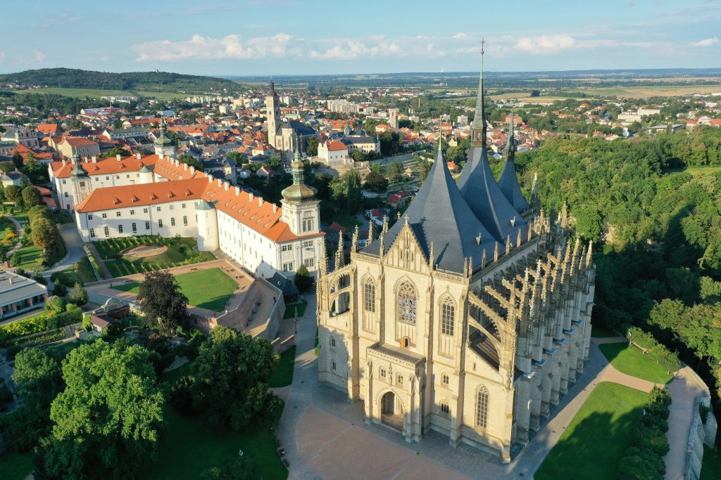 Kutna Hora Bone Church Sedlec Ossuary interior with skulls historic Czech Republic landmark