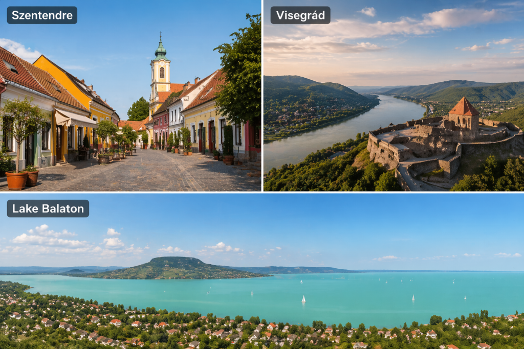 Budapest travel guide day trips Szentendre Visegrad and Lake Balaton collage