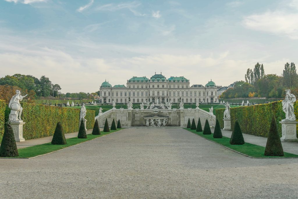 Vienna travel guide Belvedere Palace with gardens and city view