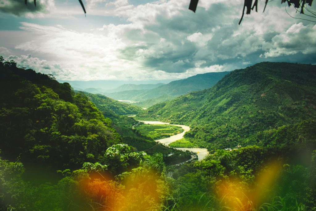 Peru landscape showing jungle and mountain contrast scenery