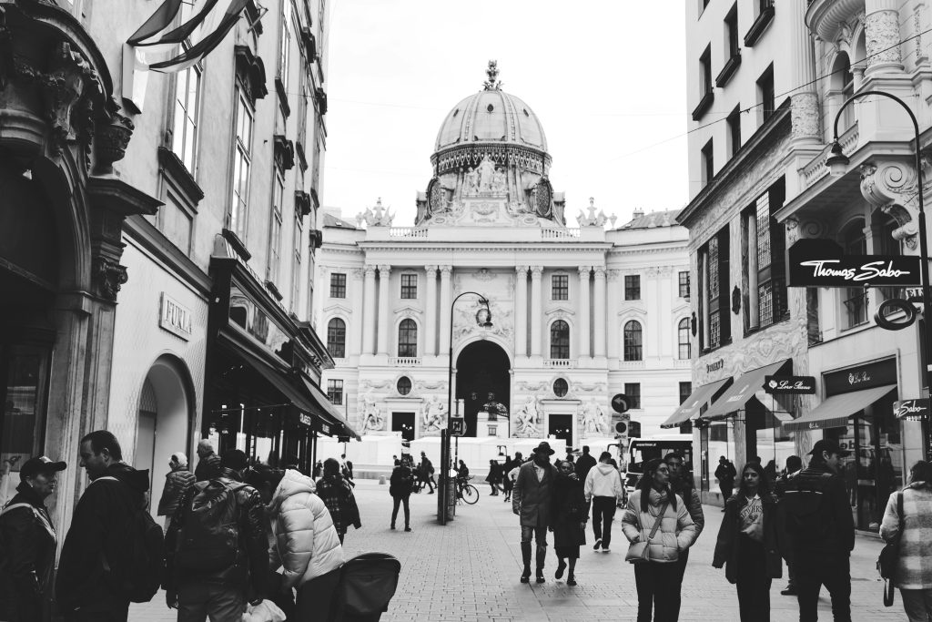 Vienna travel guide historic city center street with classical buildings