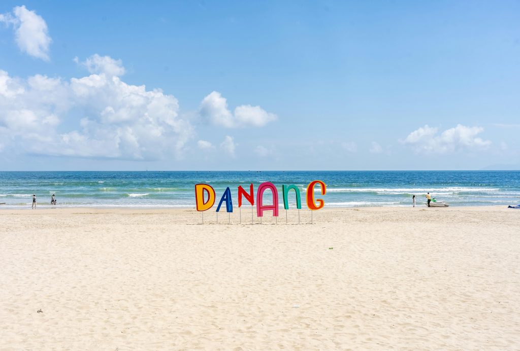 Da Nang beach with coastline and city skyline – Vietnam travel guide