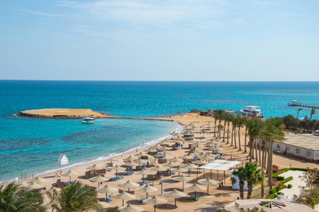Hurghada Red Sea coastline with clear turquoise water Egypt beach destination
