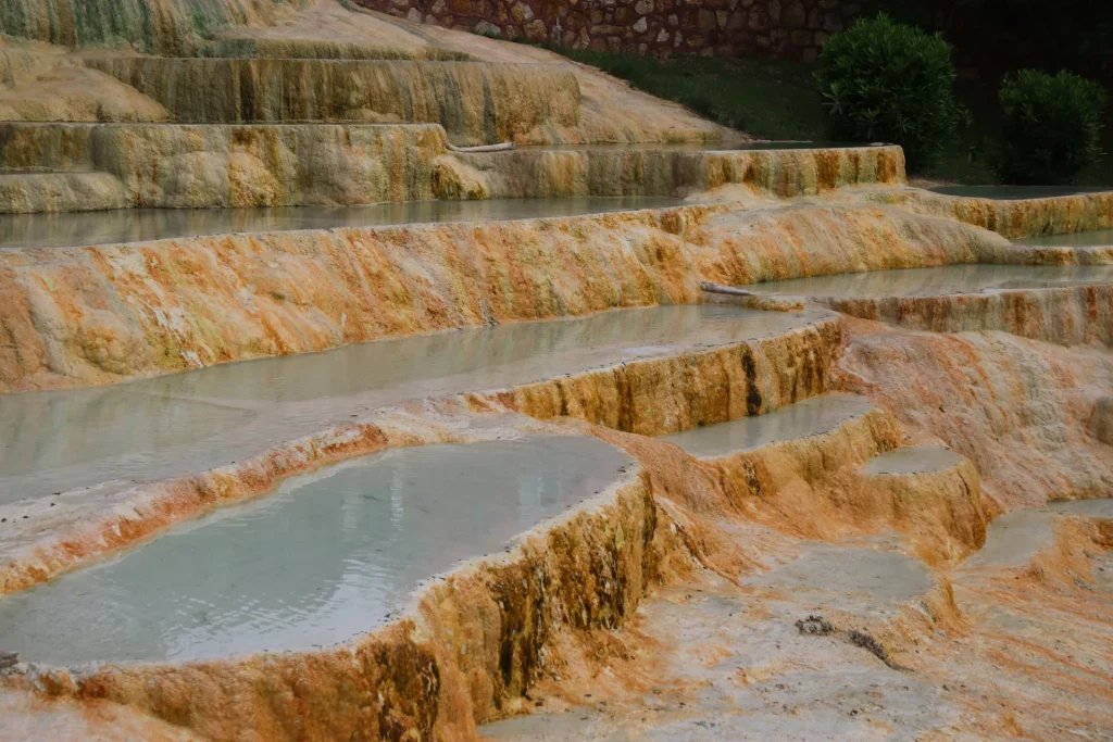 Karahayıt thermal springs with striking red and orange mineral terraces and natural pools